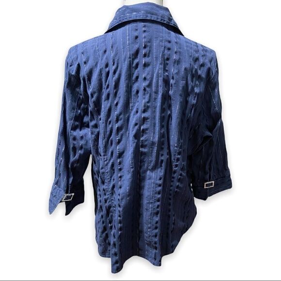 Gitano Navy Blue 3/4 Sleeve Snap Top Women's Plus Size 18/20W - Picture 3 of 9